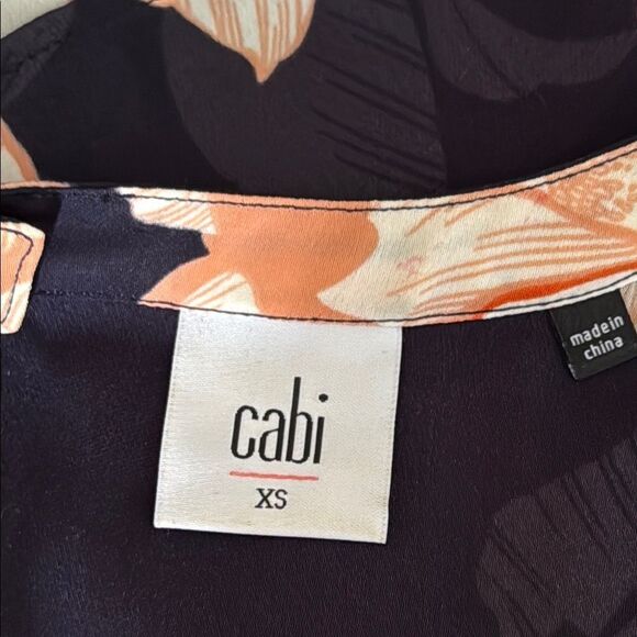 Cabi Floral Print Layered Blouse XS Chiffon Cap Sleeve Highโ Low Feminine - Picture 2 of 8